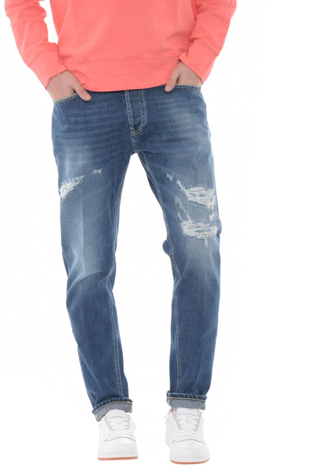 Vaqueros de hombre Dondup DIAN carrot slim fit efecto usado