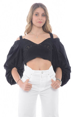 Top de punto de mujer Pinko con mangas abullonadas PLATA