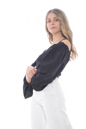 Top de punto de mujer Pinko con mangas abullonadas PLATA