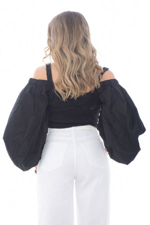 Top de punto de mujer Pinko con mangas abullonadas PLATA