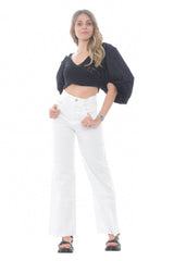 Top de punto de mujer Pinko con mangas abullonadas PLATA