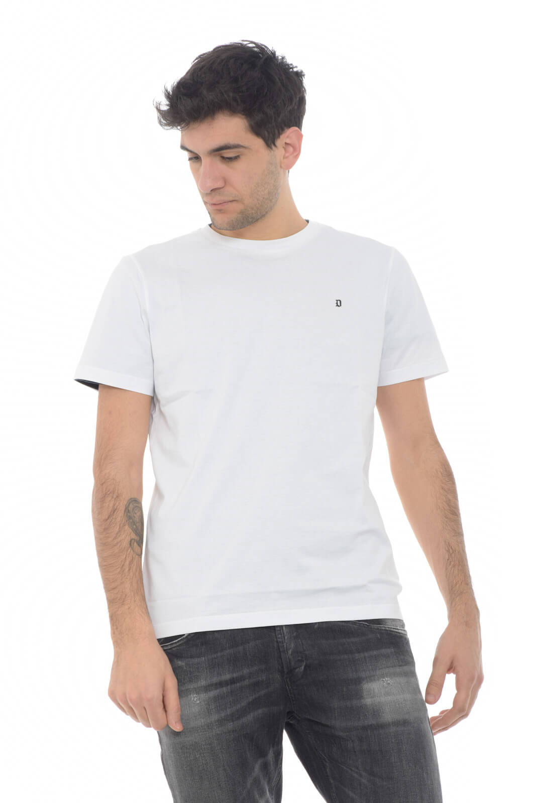 Dondup T shirt uomo con logo metallico