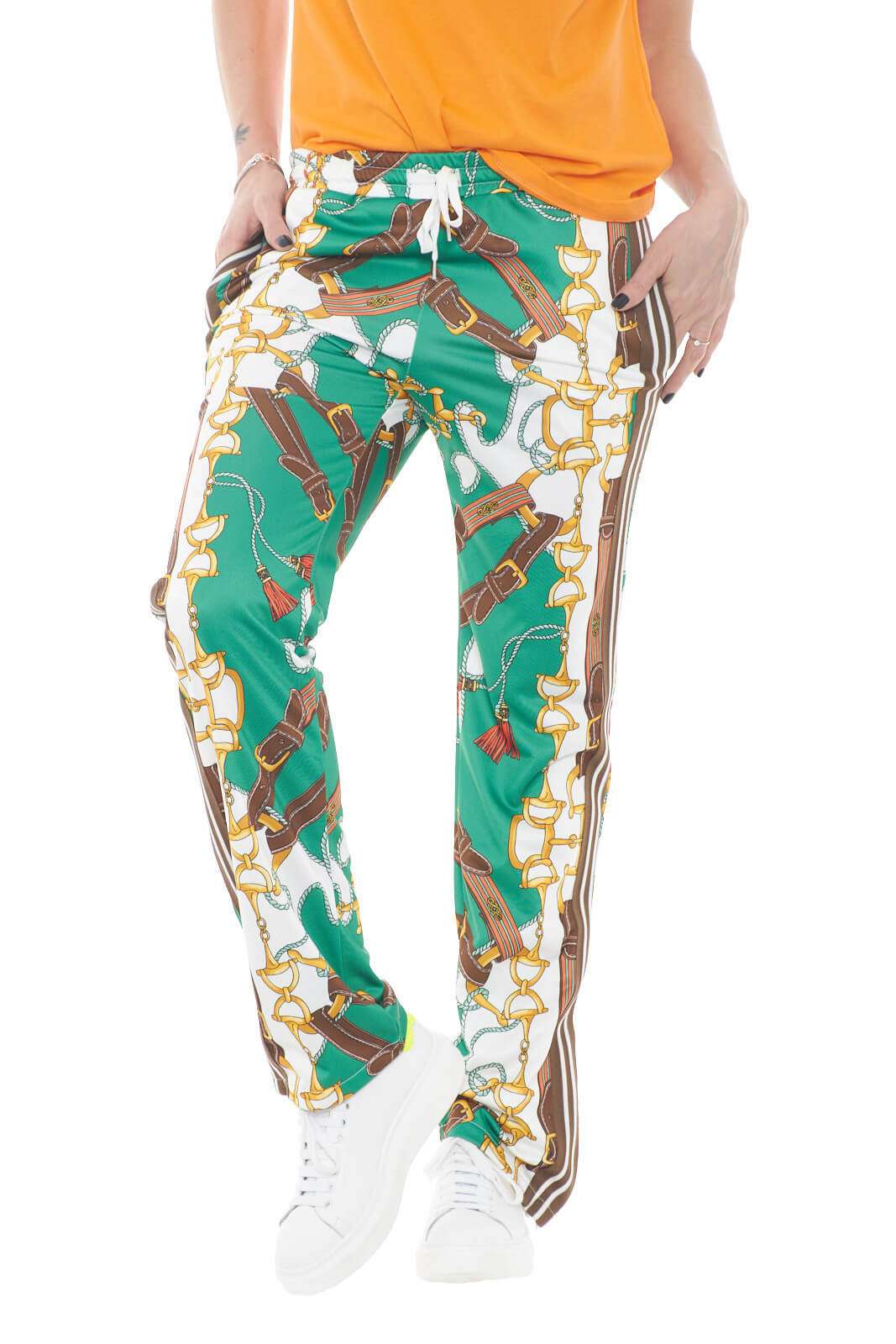 Pantalón de mujer Parosh estampado con bandas laterales