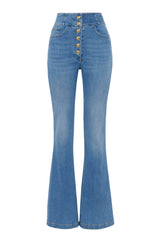 Elisabetta Franchi women's high-waisted jeans with logo buttons