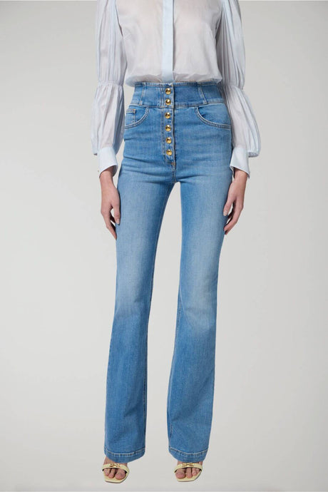 Elisabetta Franchi women's high-waisted jeans with logo buttons