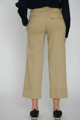 Seventy Women's Trousers in Linen Blend with Turn-Ups