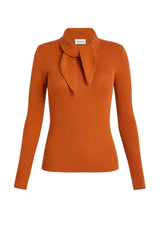 Parosh Maglia Donna a costine con fiocco / Arancio