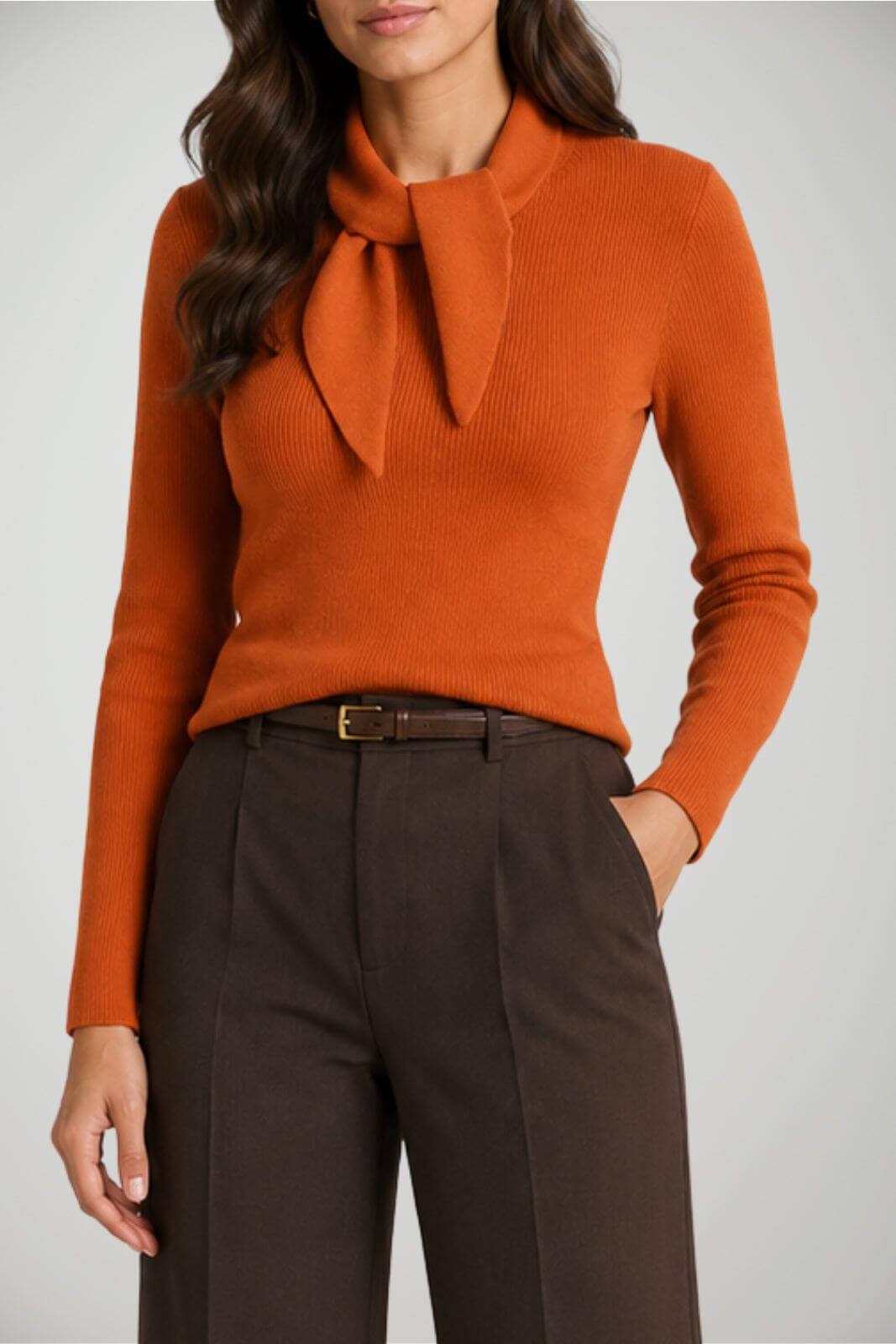 Parosh Maglia Donna a costine con fiocco / Arancio