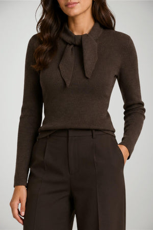 Parosh Maglia Donna a costine con fiocco / Moro