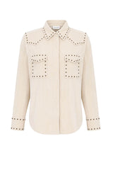 Parosh Camicia Donna overshirt in velluto con borchie