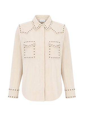 Parosh Camicia Donna overshirt in velluto con borchie