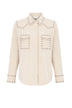 Parosh Camicia Donna overshirt in velluto con borchie