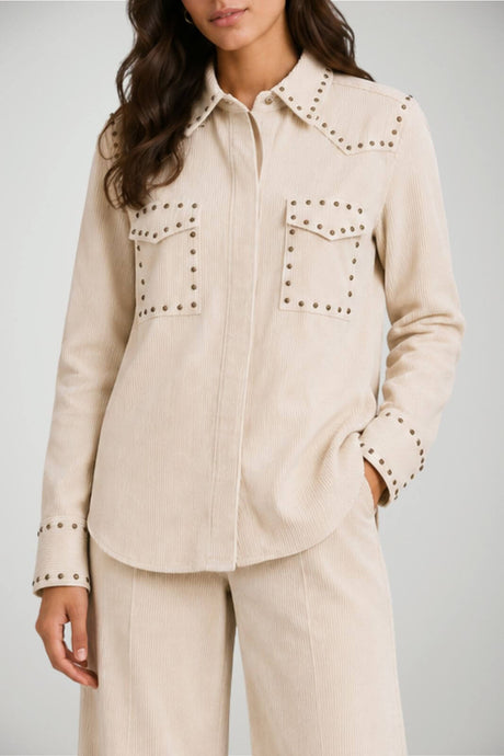 Parosh Camicia Donna overshirt in velluto con borchie