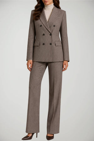 Parosh Tailleur Donna doppiopetto in gabardina gessata