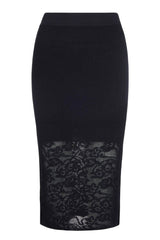 Patrizia Pepe Gonna Midi Slip On con Inserti in Pizzo