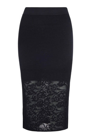 Patrizia Pepe Gonna Midi Slip On con Inserti in Pizzo