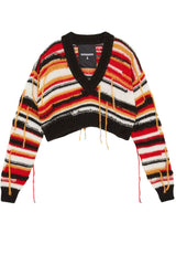 Patrizia Pepe Maglia Donna Crop con Frange