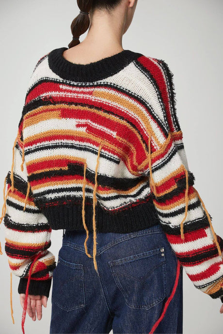 Patrizia Pepe Maglia Donna Crop con Frange
