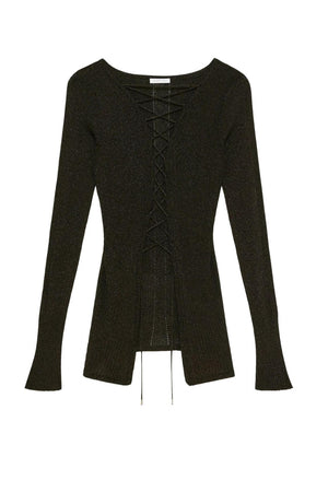 Patrizia Pepe Maglia Donna in Lurex con Laccetti Incrociati