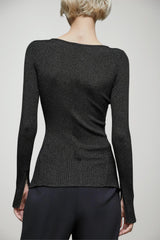 Patrizia Pepe Maglia Donna in Lurex con Laccetti Incrociati