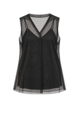Philosophy Blusa Donna in Tulle con Strass All Over