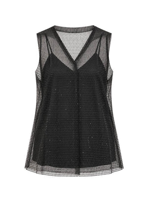 Philosophy Blusa Donna in Tulle con Strass All Over