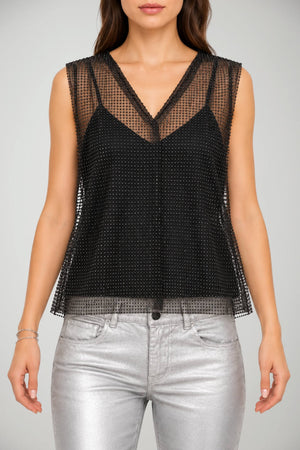 Philosophy Blusa Donna in Tulle con Strass All Over