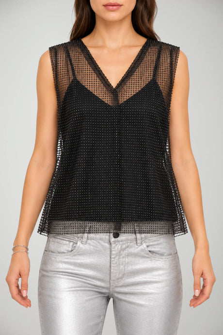 Philosophy Blusa Donna in Tulle con Strass All Over