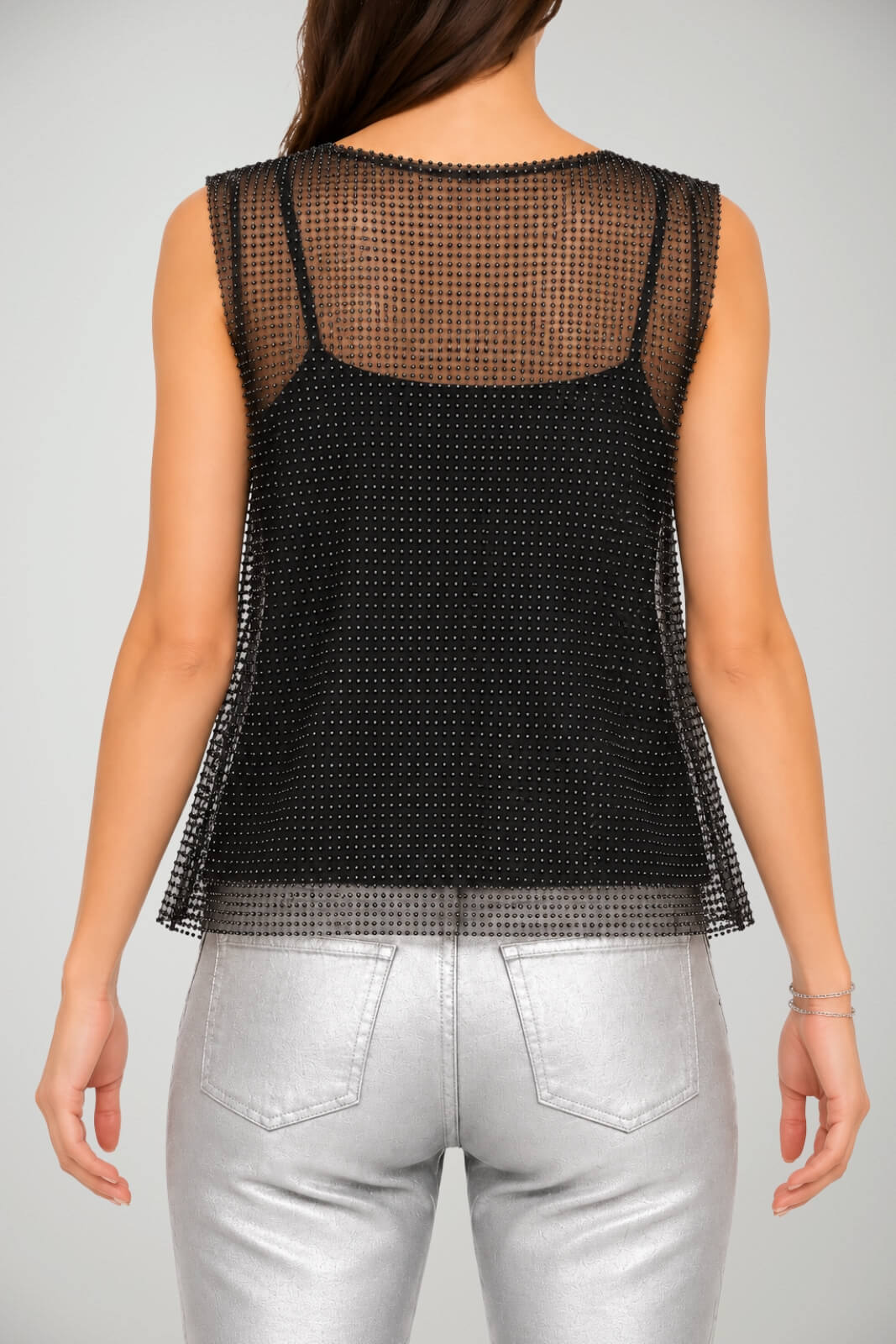Philosophy Blusa Donna in Tulle con Strass All Over