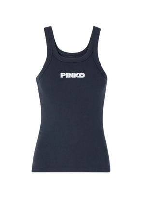 Pinko Canotta Donna a costine con logo in rilievo