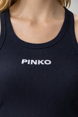 Pinko Canotta Donna a costine con logo in rilievo