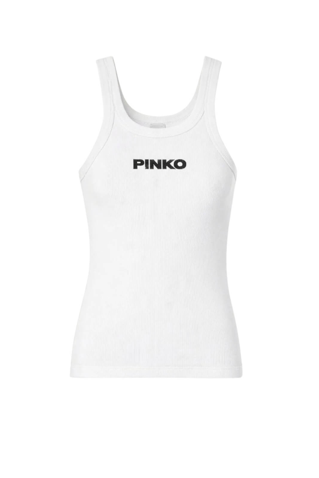 Pinko Canotta Donna a costine con logo in rilievo