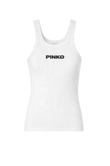 Pinko Canotta Donna a costine con logo in rilievo