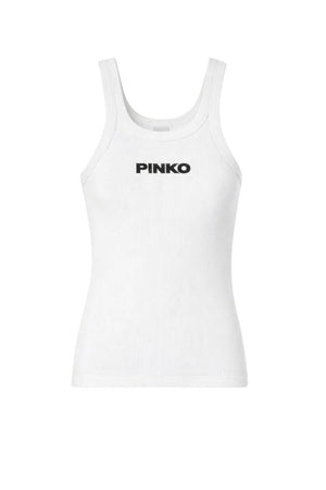 Pinko Canotta Donna a costine con logo in rilievo