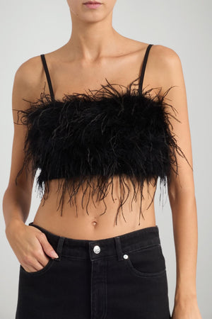 Pinko Top Donna Crop con Piume