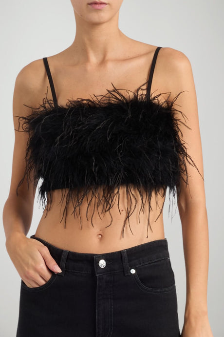 Pinko Top Donna Crop con Piume