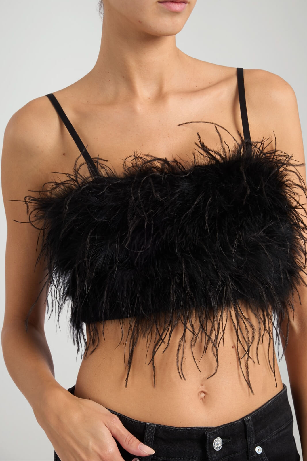 Pinko Top Donna Crop con Piume