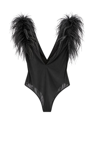 Pinko Body Donna in Jersey Tecnico con Piume