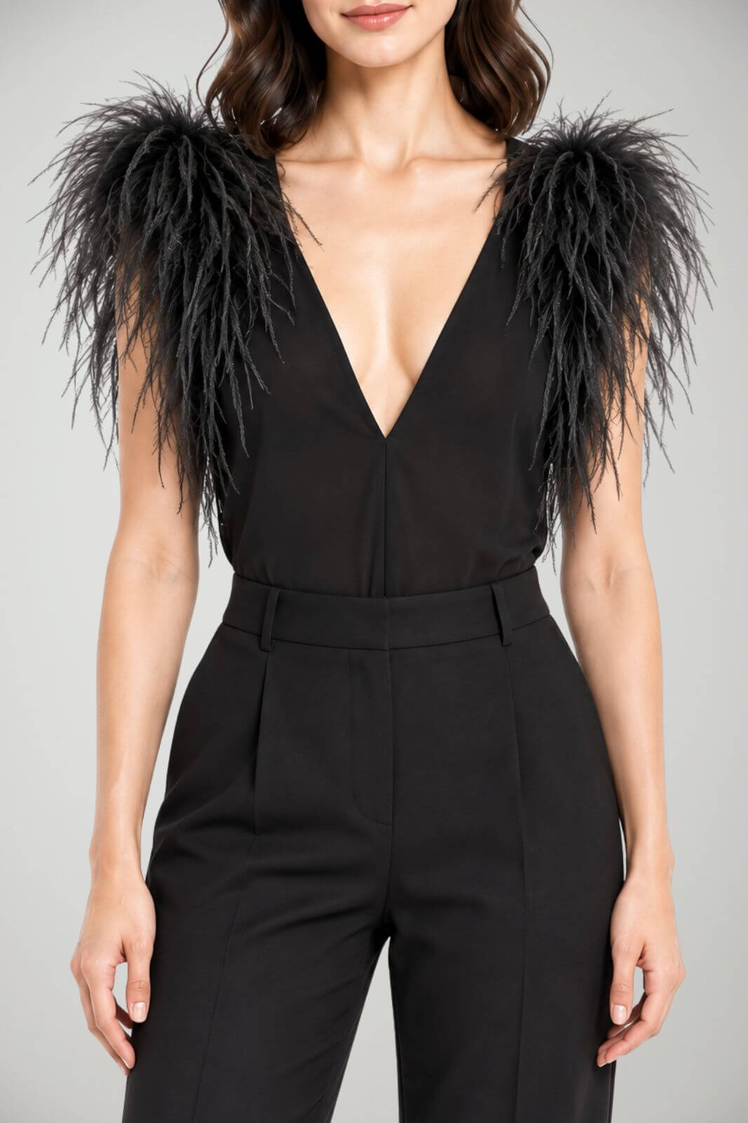 Pinko Body Donna in Jersey Tecnico con Piume