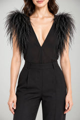 Pinko Body Donna in Jersey Tecnico con Piume