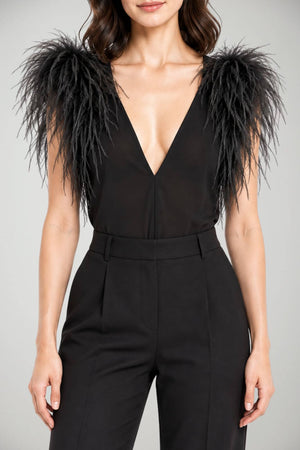 Pinko Body Donna in Jersey Tecnico con Piume