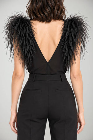 Pinko Body Donna in Jersey Tecnico con Piume