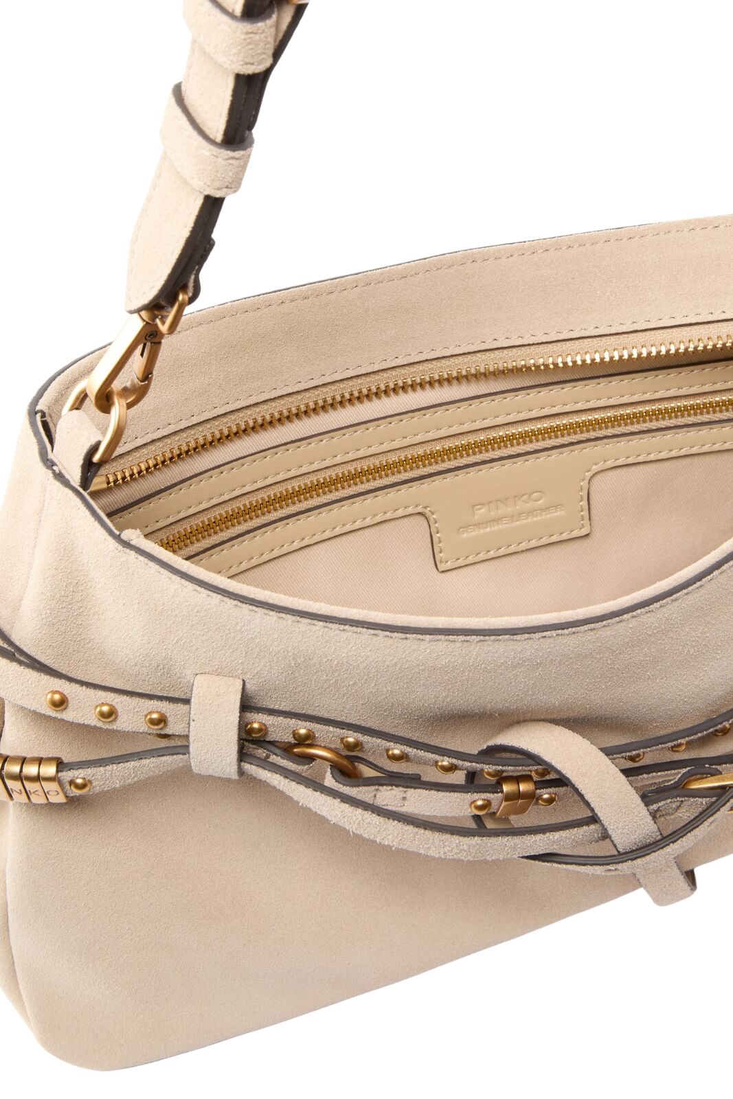 Borsa da donna Pinko in suede con cinture borchiate