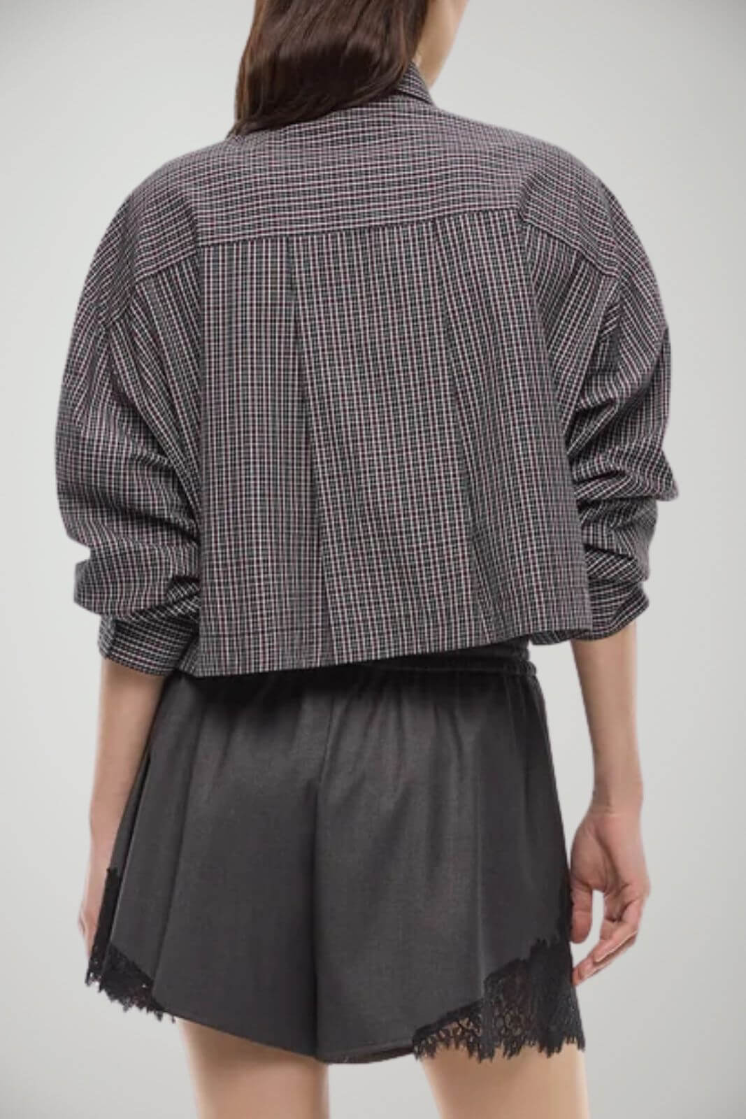 Pinko Camicia Donna cropped a quadretti con cravatta