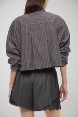 Pinko Camicia Donna cropped a quadretti con cravatta