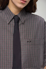 Pinko Camicia Donna cropped a quadretti con cravatta