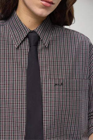 Pinko Camicia Donna cropped a quadretti con cravatta