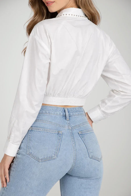 Camicia da donna Pinko in popeline over fit con borchie