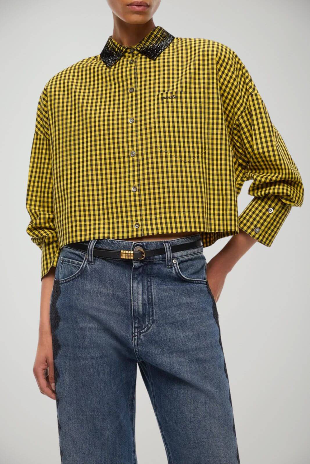 Pinko Camicia Donna cropped a quadretti