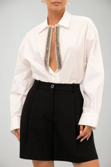 Pinko Camicia Donna in popeline con gioielli Over Fit